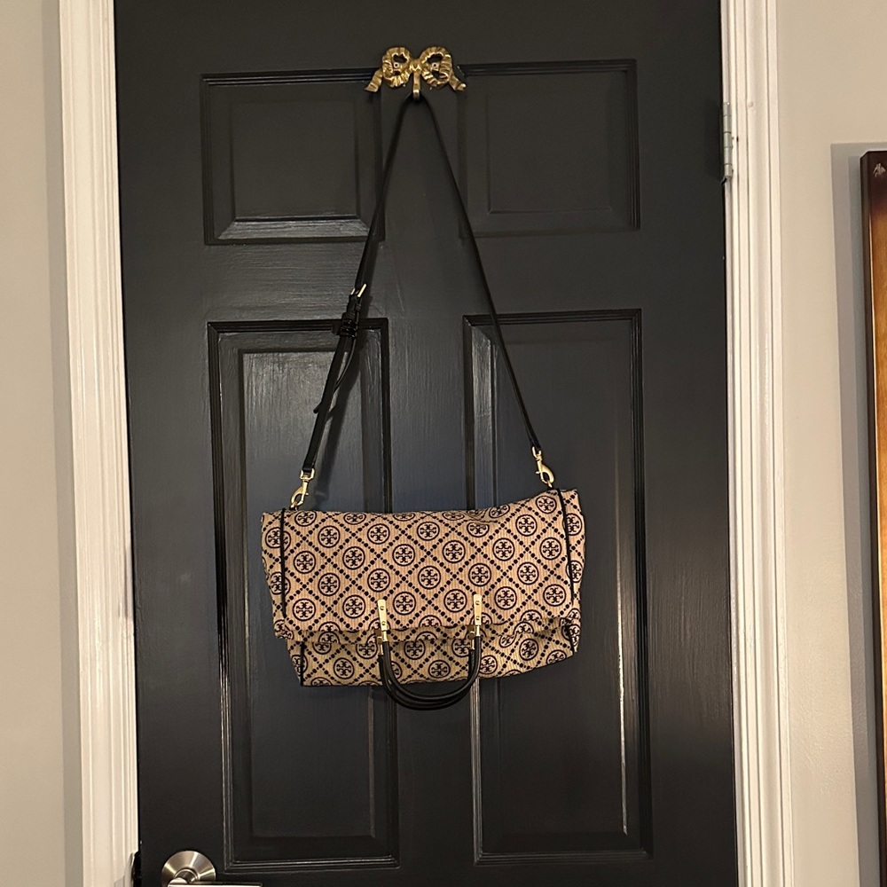 Tory Burch T Monogram Jacquard Fold Over Tote